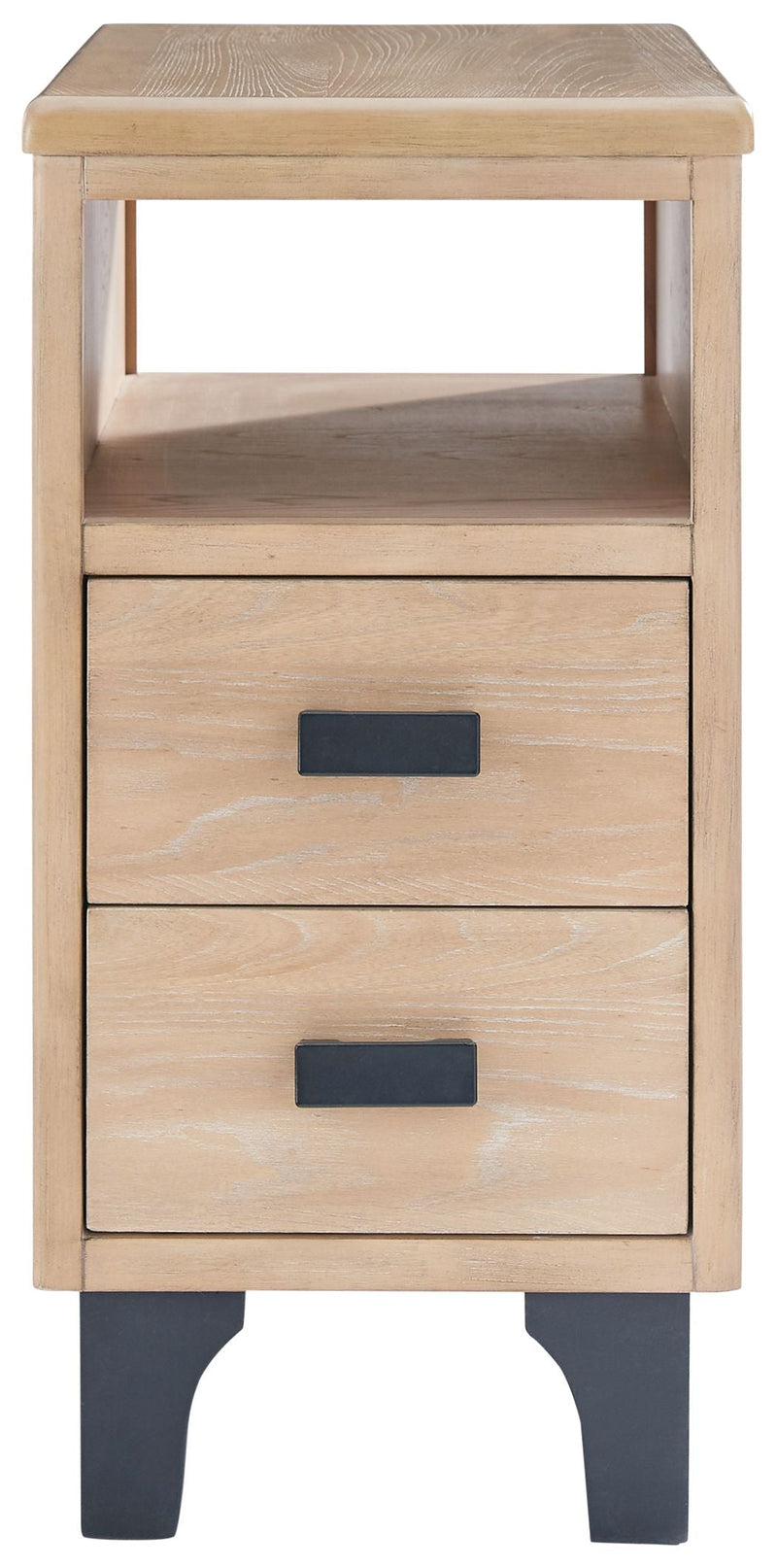 Freslowe - Light Brown / Black - Chair Side End Table - Open Cubby.