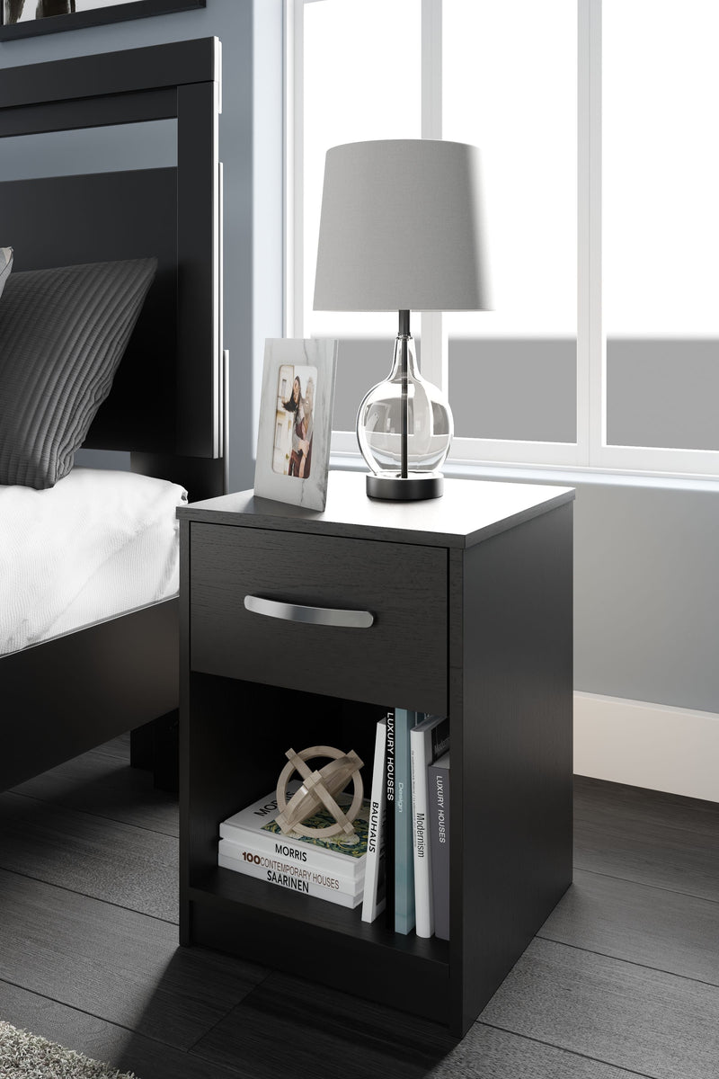 Finch - Black - One Drawer Night Stand - 23" Height.