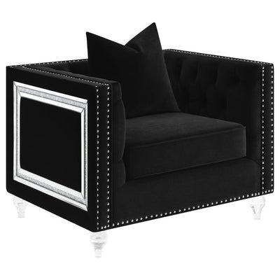 Delilah - Upholstered Tufted Tuxedo Arm Chair - Black.