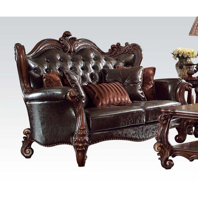 Versailles - Loveseat - Two Tone Dark Brown PU & Cherry Oak - 49" - Grand Furniture GA