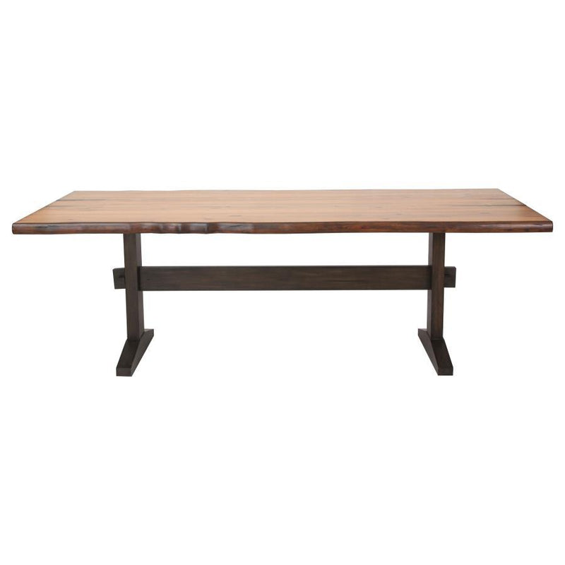 Bexley - Live Edge Trestle Dining Table - Natural Honey and Espresso.