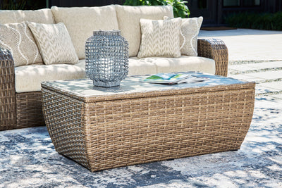 Sandy Bloom - Beige - Rectangular Cocktail Table.