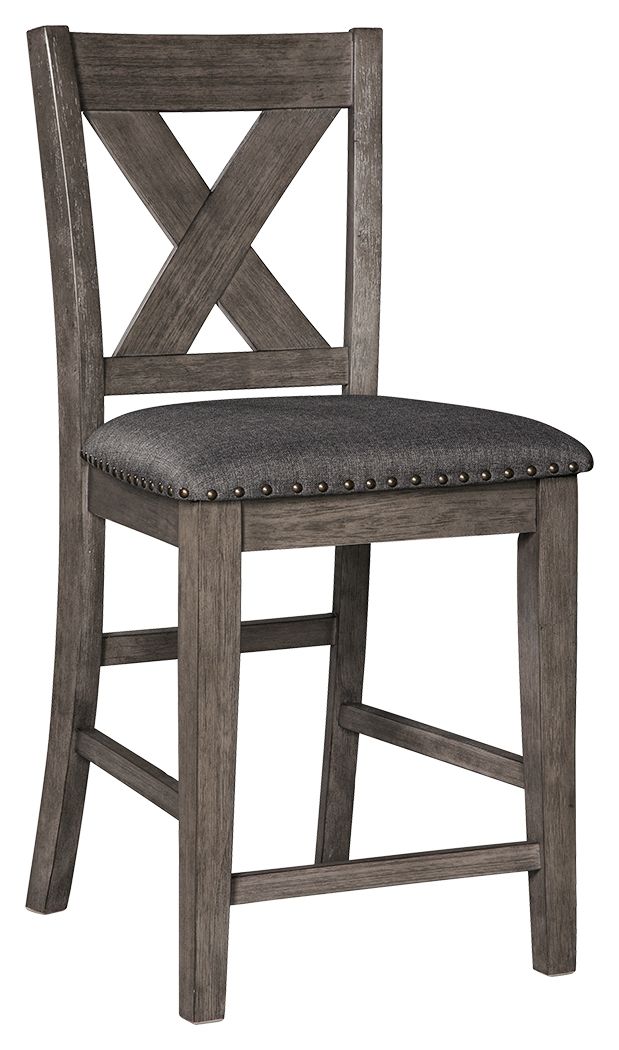 Caitbrook - Gray - Upholstered Barstool (Set of 2).