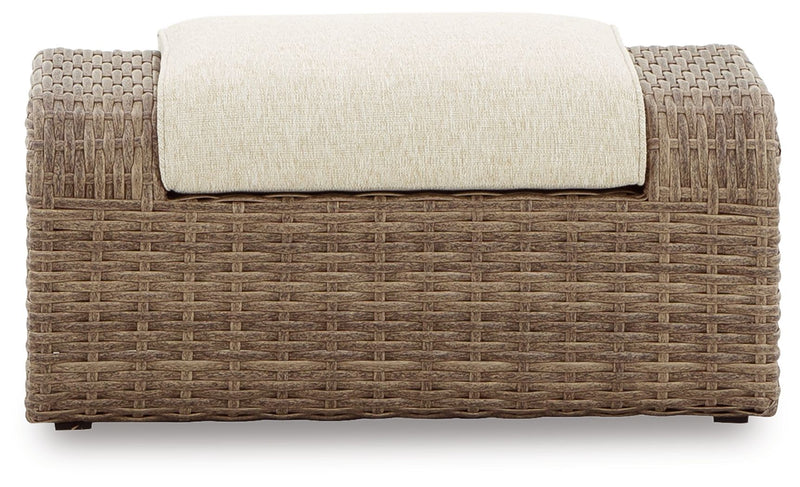 Sandy Bloom - Beige - Ottoman With Cushion.