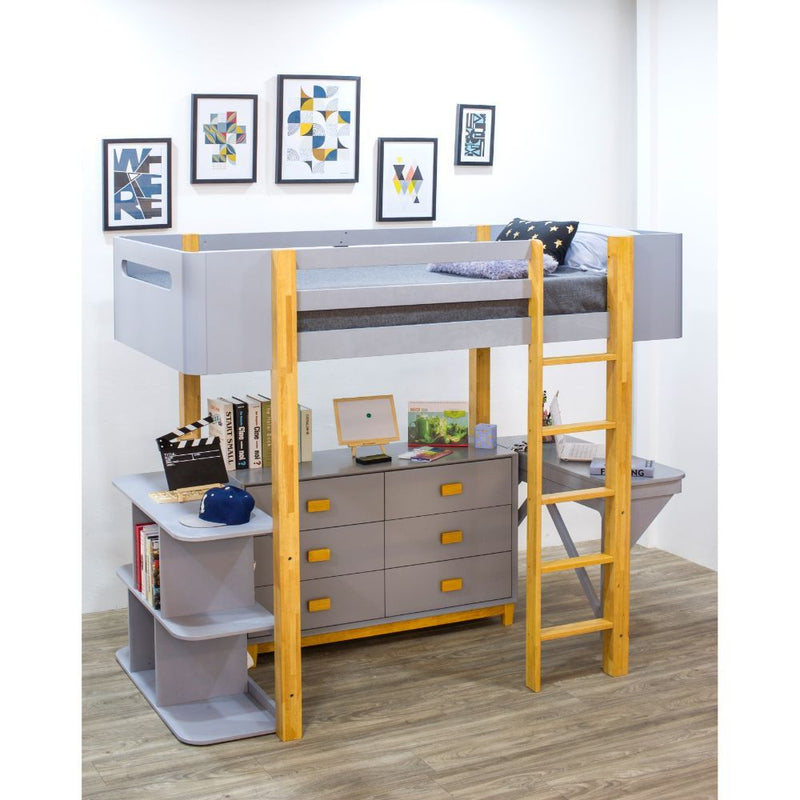 Saiyan - Loft Bed - Gray & Natural - Grand Furniture GA