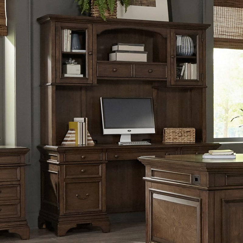 Hartshill - Credenza With Hutch - Burnished Oak.