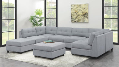 Claude - 7-Piece Upholstered Modular Tufted Sectional - Dove.