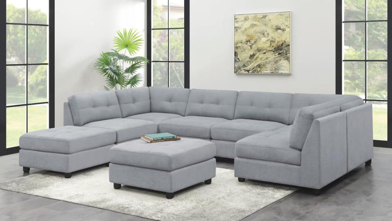 Claude - 7-Piece Upholstered Modular Tufted Sectional - Dove.