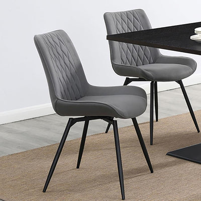 Diggs - Upholstered Tufted Swivel Dining Chairs (Set of 2) - Grey and Gunmetal.
