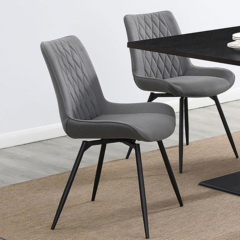 Diggs - Upholstered Tufted Swivel Dining Chairs (Set of 2) - Grey and Gunmetal.
