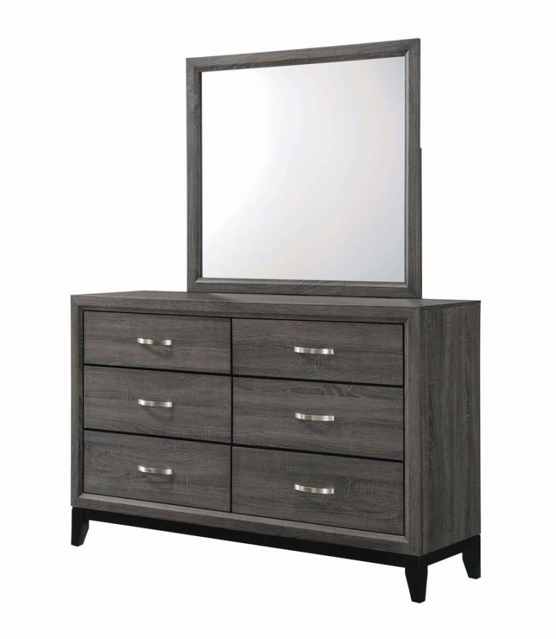 Watson - 6-Drawer Dresser - Grey Oak and Black.