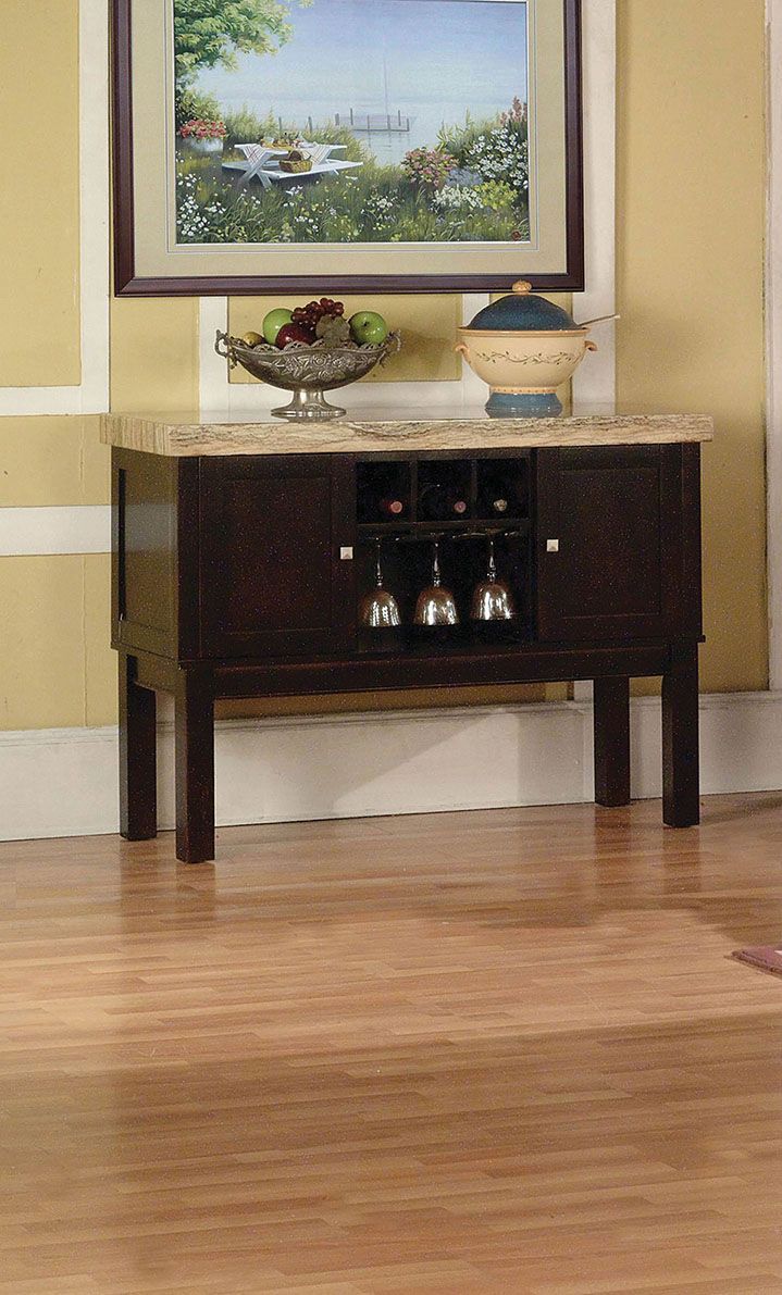 Fraser - Server - Faux Marble & Espresso - Grand Furniture GA