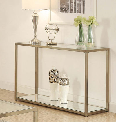 Cora - Sofa Table With Mirror Shelf - Chocolate Chrome.