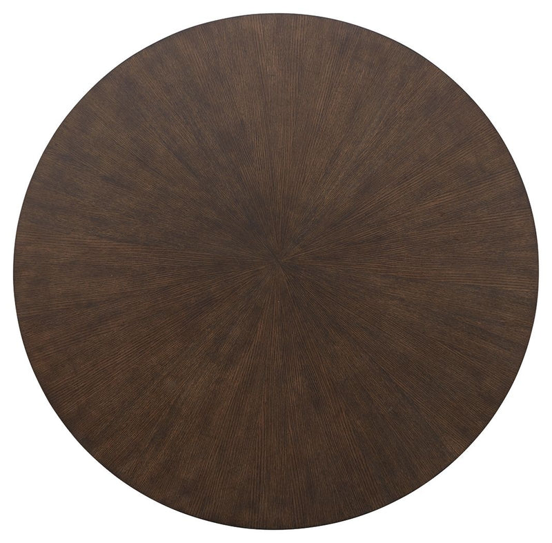 Brazburn - Dark Brown / Gold Finish - Round Cocktail Table.