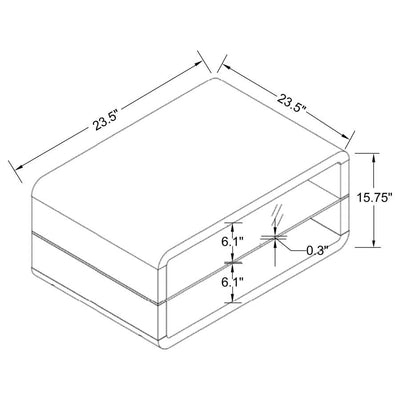 Elana - Square 2-Shelf End Table - Glossy White.