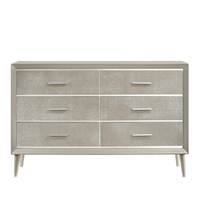 Ramon - 6-Drawer Dresser - Metallic Sterling.