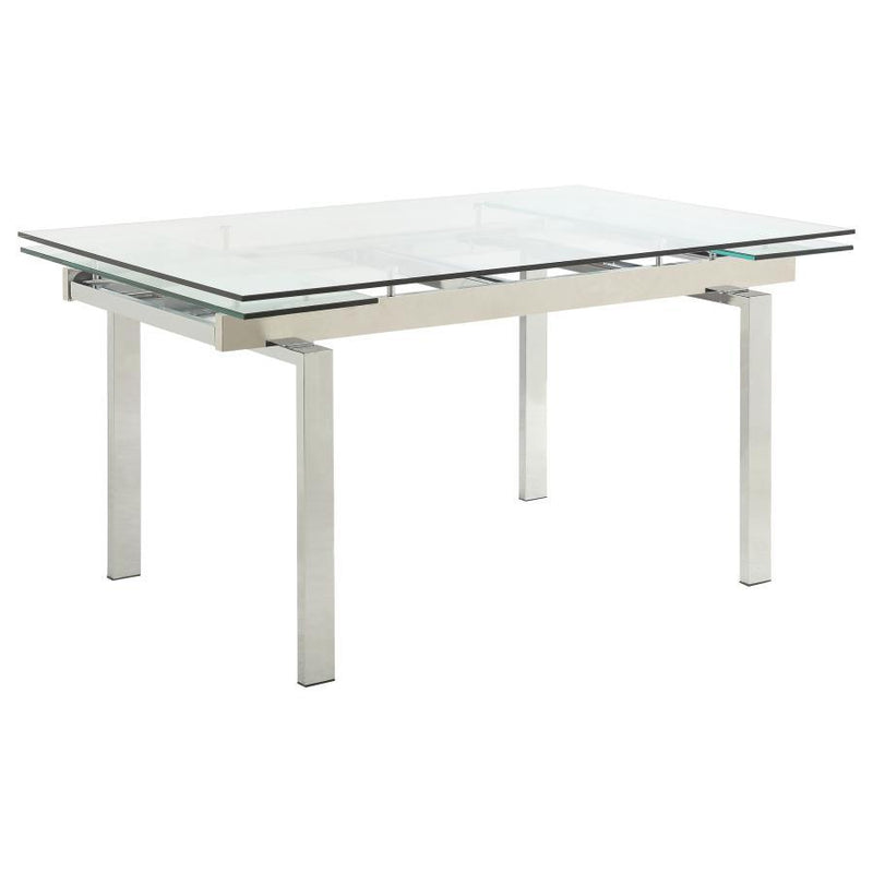 Wexford - Glass Top Dining Table With Extension Leaves - Chrome - Dining Tables - Grand Furniture GA