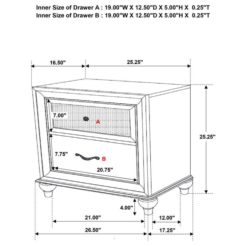 Barzini - 2-drawer Nightstand.