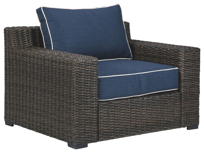 Grasson - Brown / Blue - Lounge Chair W/Cushion.