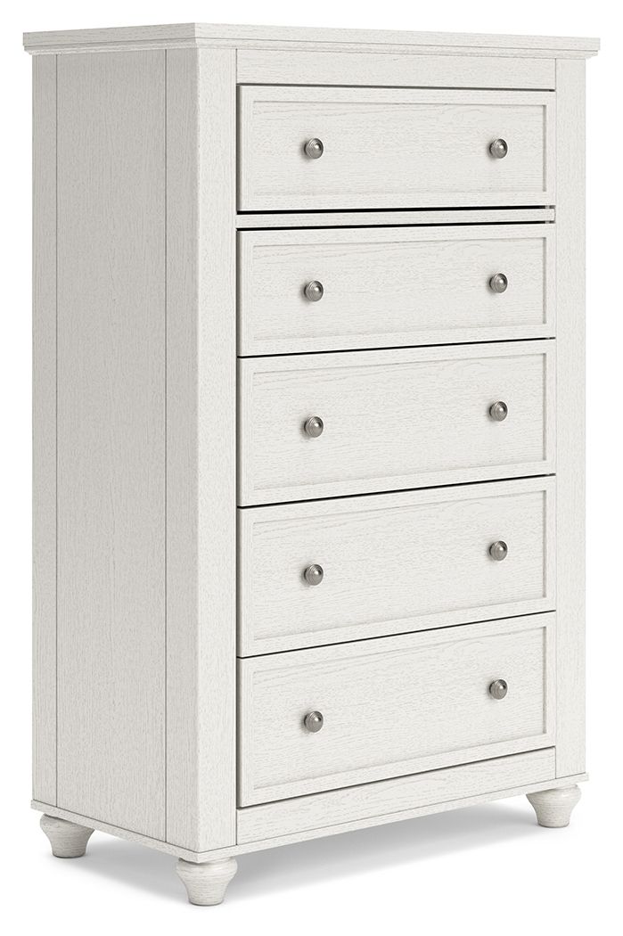 Grantoni - White - Five Drawer Chest.