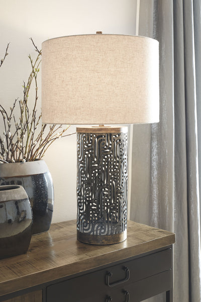 Dayo - Gray / Gold Finish - Metal Table Lamp.