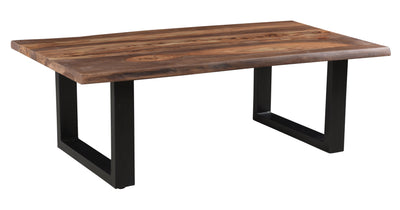 Brownstone II - Table With Natural Live Edge Top And Metal Base.