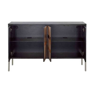 Sonia - Four Door Credenza - Black & Multicolor.