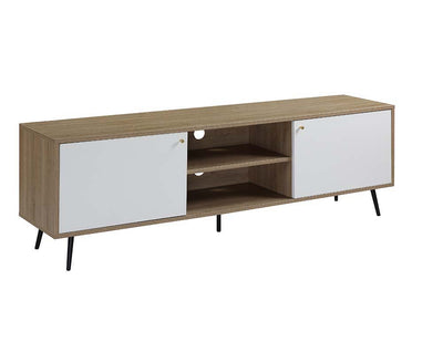 Wafiya - TV Stand - Rustic Oak, White & Black Finish - Grand Furniture GA