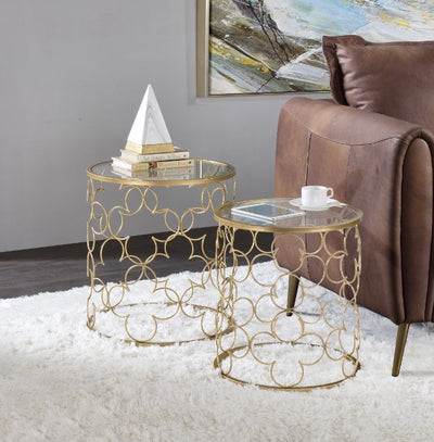 Flowie - Coffee Table (2 Piece) - Clear Glass & Gold Finish - Grand Furniture GA