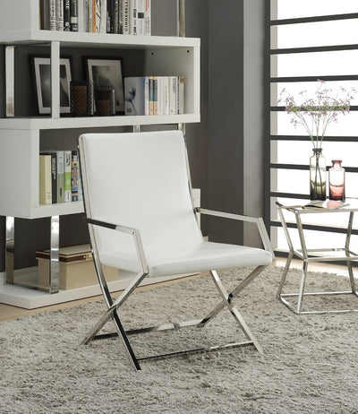 Rafael - Accent Chair - White PU & Stainless Steel - 35" - Grand Furniture GA