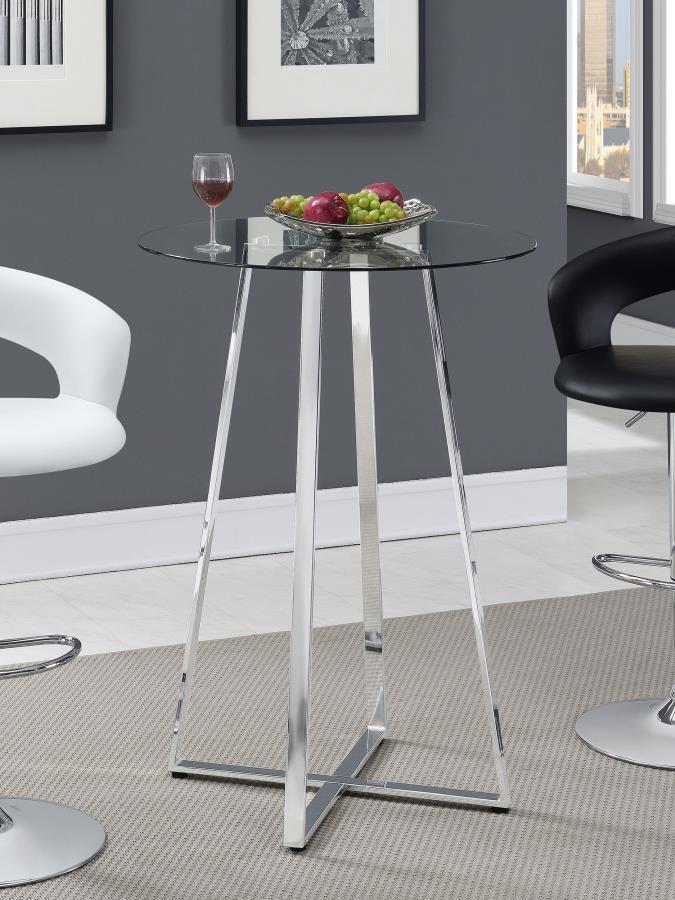 Zanella - Glass Top Bar Table - Chrome.