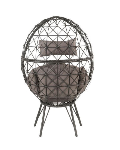 Aeven - Patio Lounge Chair - Light Gray Fabric & Black Wicker - Grand Furniture GA