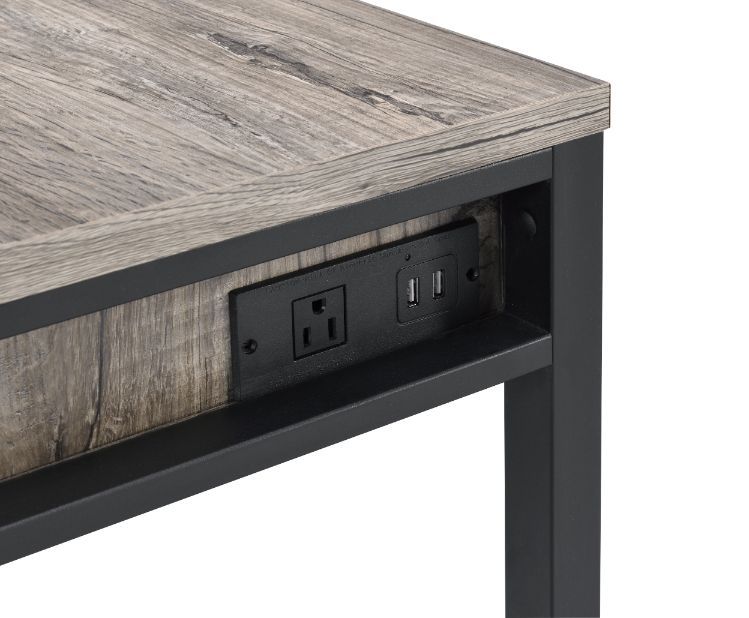 Disho - Desk - Light Weathered Oak & Black Finish - Grand Furniture GA