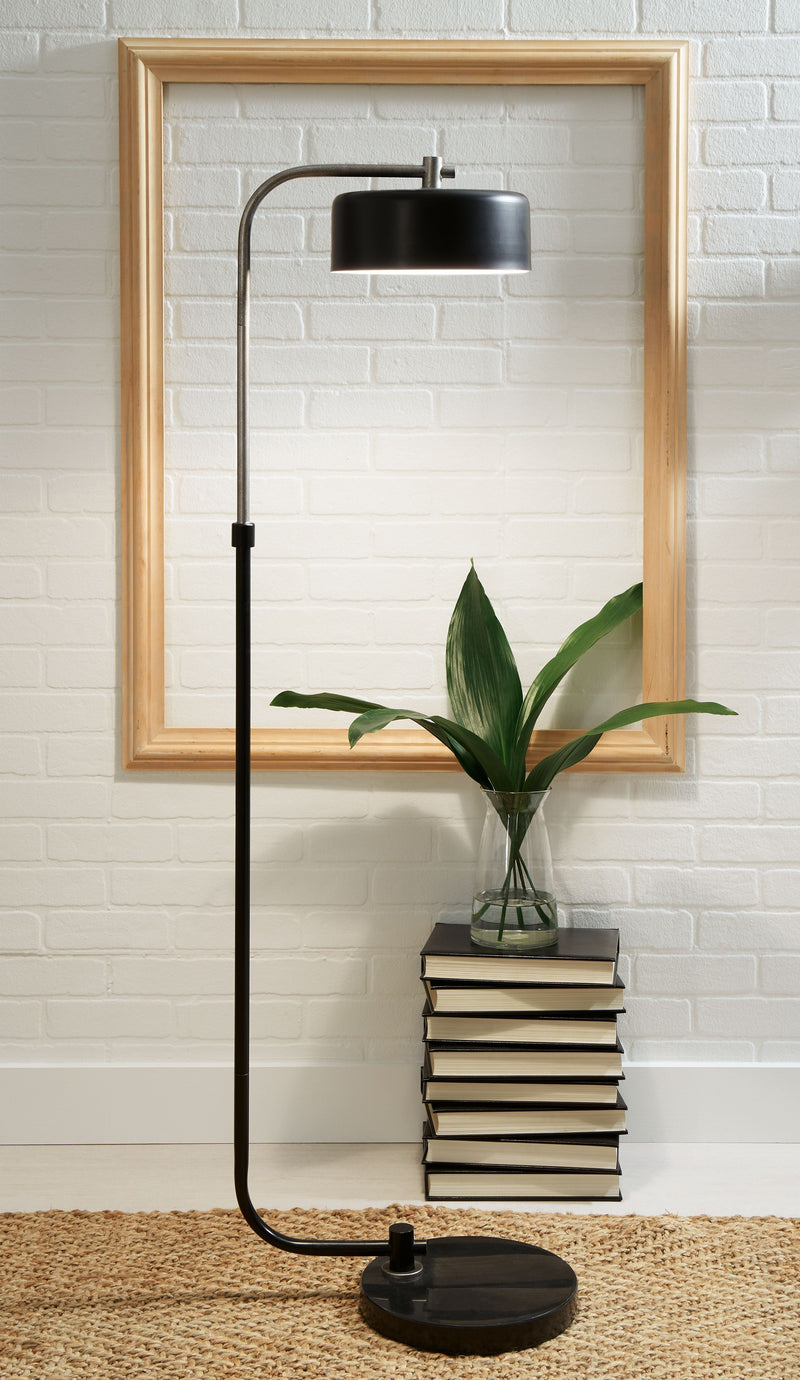 Eliridge - Black / Silver Finish - Metal Floor Lamp.