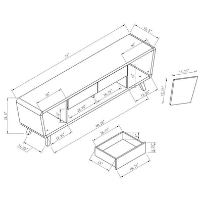 Alvin - 2-Drawer TV Console - Dark Walnut And Glossy White - TV Stands - Grand Furniture GA