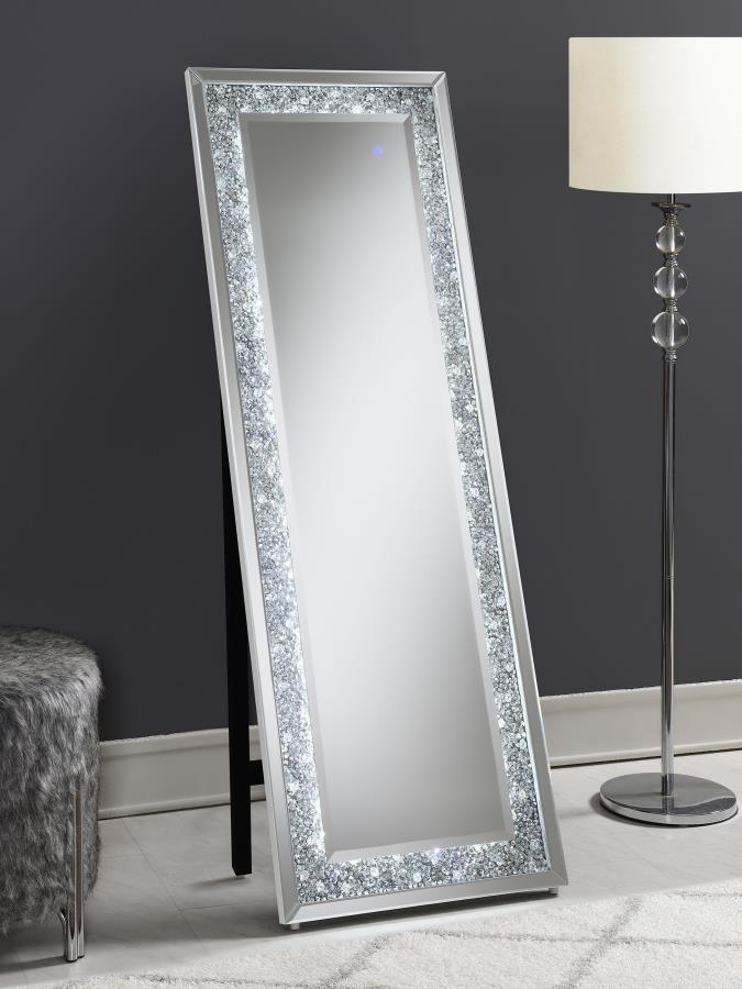 Carisi - Rectangular Standing Mirror With Led Lighting - Silver.