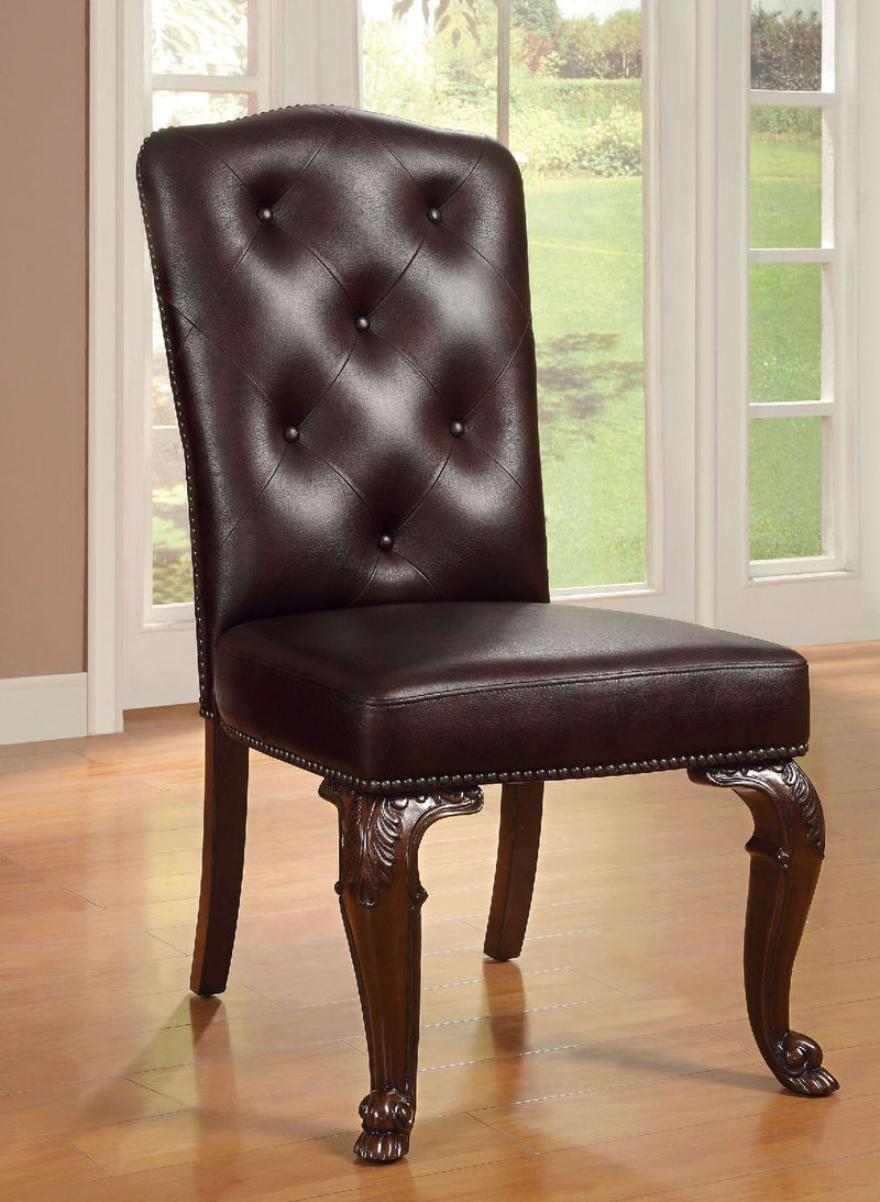 Bellagio - Leatherette Side Chair (Set of 2) - Brown Cherry / Brown - Grand Furniture GA