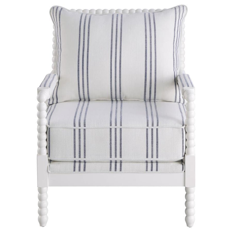 Blanchett - Upholstered Accent Chair With Spindle Accent - White And Navy - Grand Furniture GA