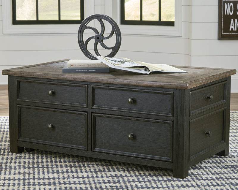 Tyler - Grayish Brown / Black - Lift Top Cocktail Table.