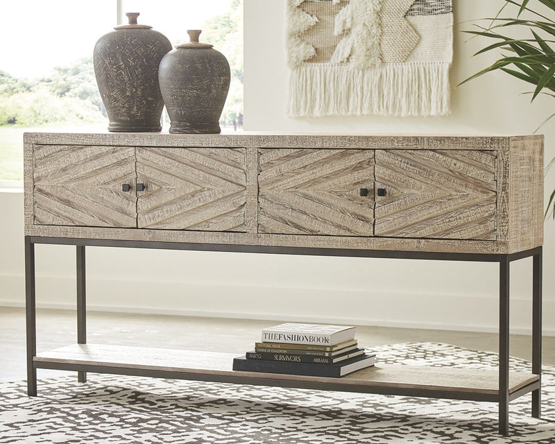 Roanley - Distressed White - Console Sofa Table.
