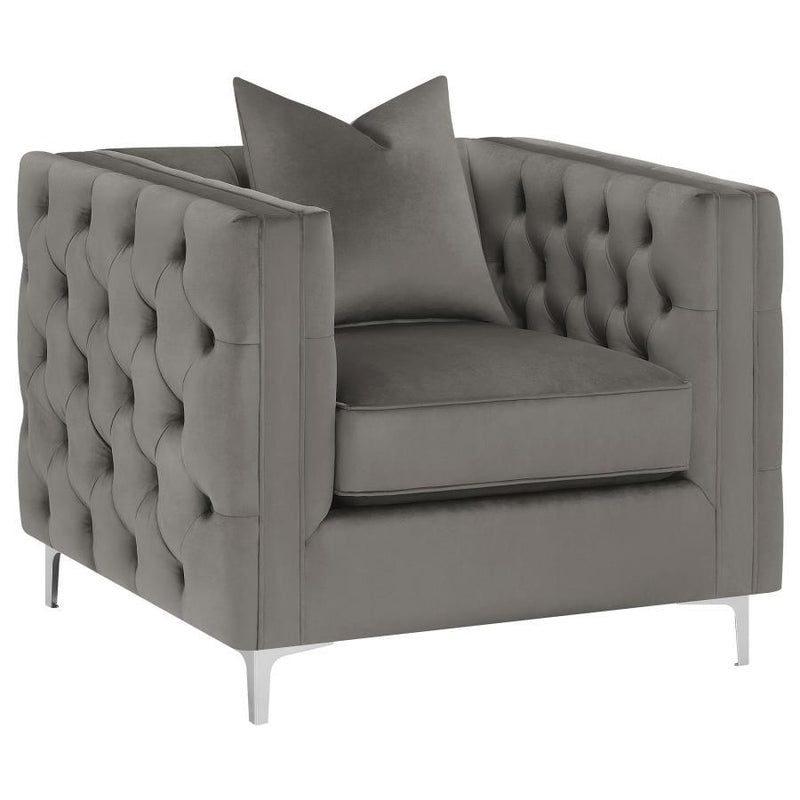 Phoebe - Tufted Tuxedo Arms Chair - Urban Bronze