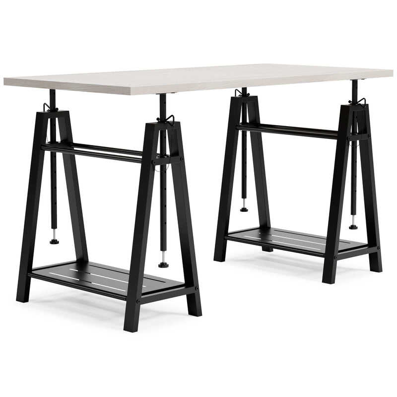 Bayflynn - White / Black - Adjustable Height Desk.