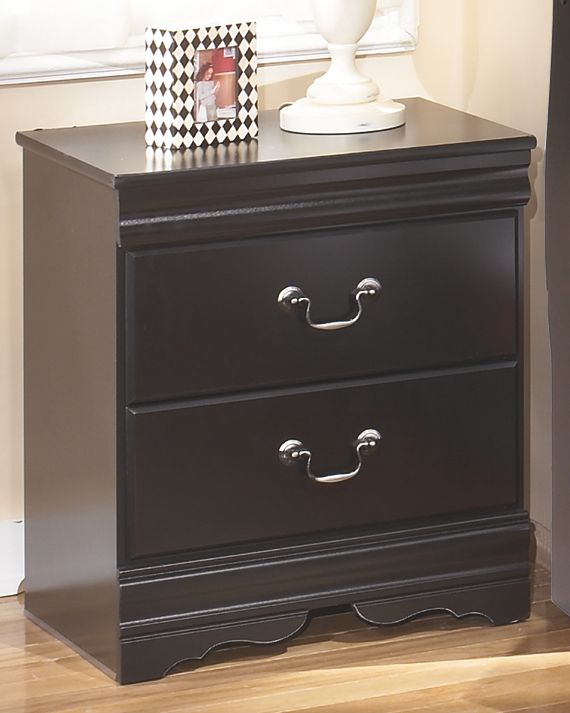 Huey - Black - Two Drawer Night Stand.