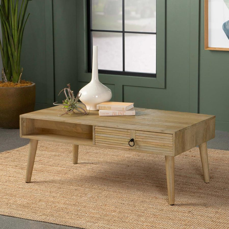 Zabel - Rectangular 1-Drawer Coffee Table - Natural.