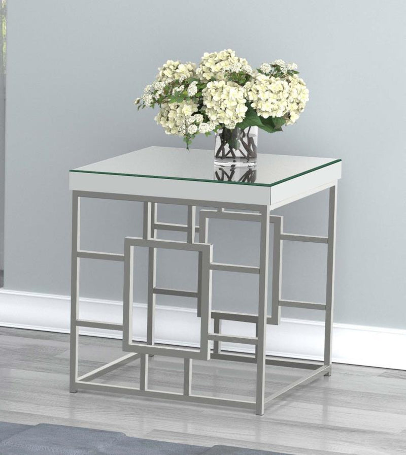 Dafina - Geometric Frame Square End Table - Chrome.