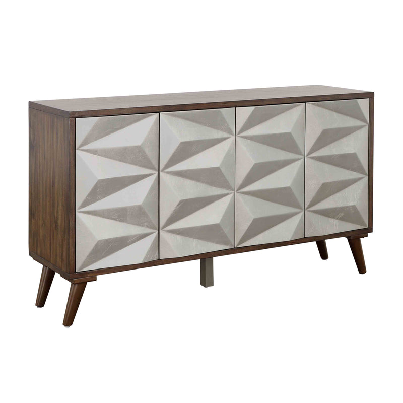 Mt.Rainier - Four Door Credenza - Brown & Silver