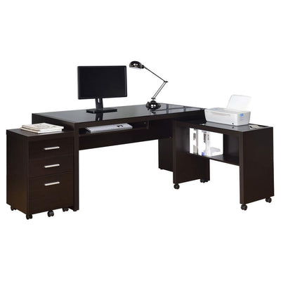 Skeena - 3-Piece Home Office Set - Cappuccino.