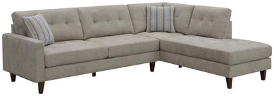 Barton - Upholstered Tufted Sectional - Toast and Brown.