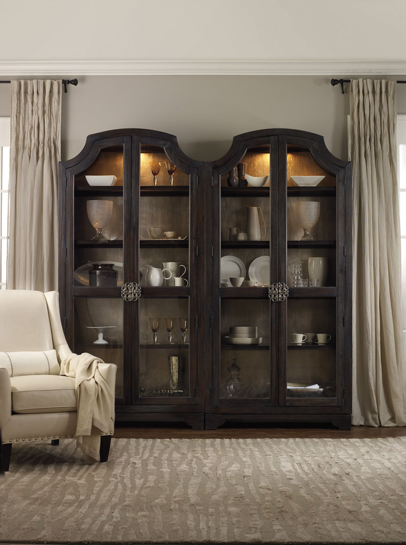 Sanctuary - Glass Bunching Curio - Ebony Antiqued Oak.