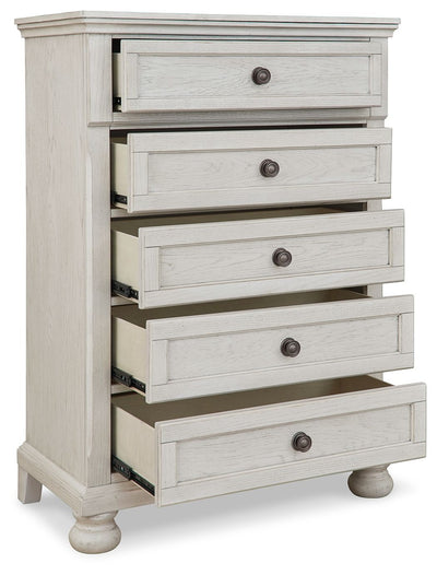 Robbinsdale - Antique White - Five Drawer Chest - Youth.